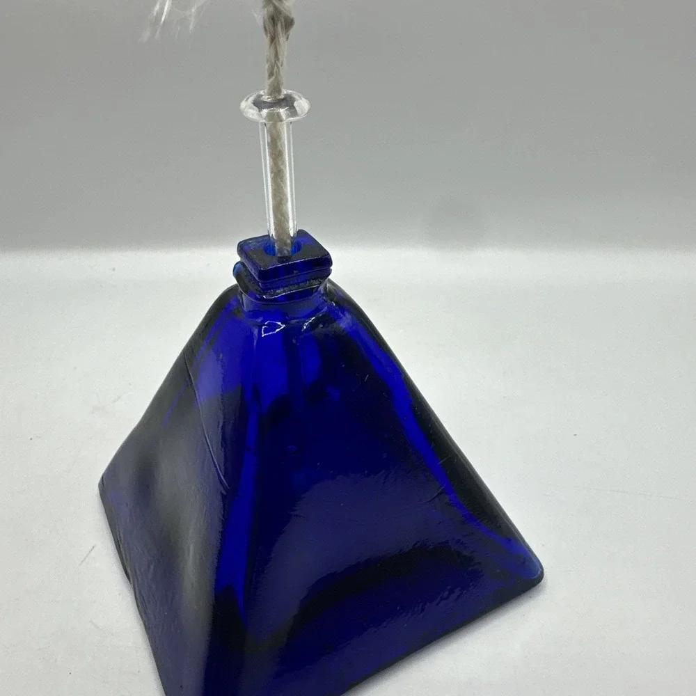 Cobalt Blue  Handcrafted Glass Pyramid Oil Lamp 4